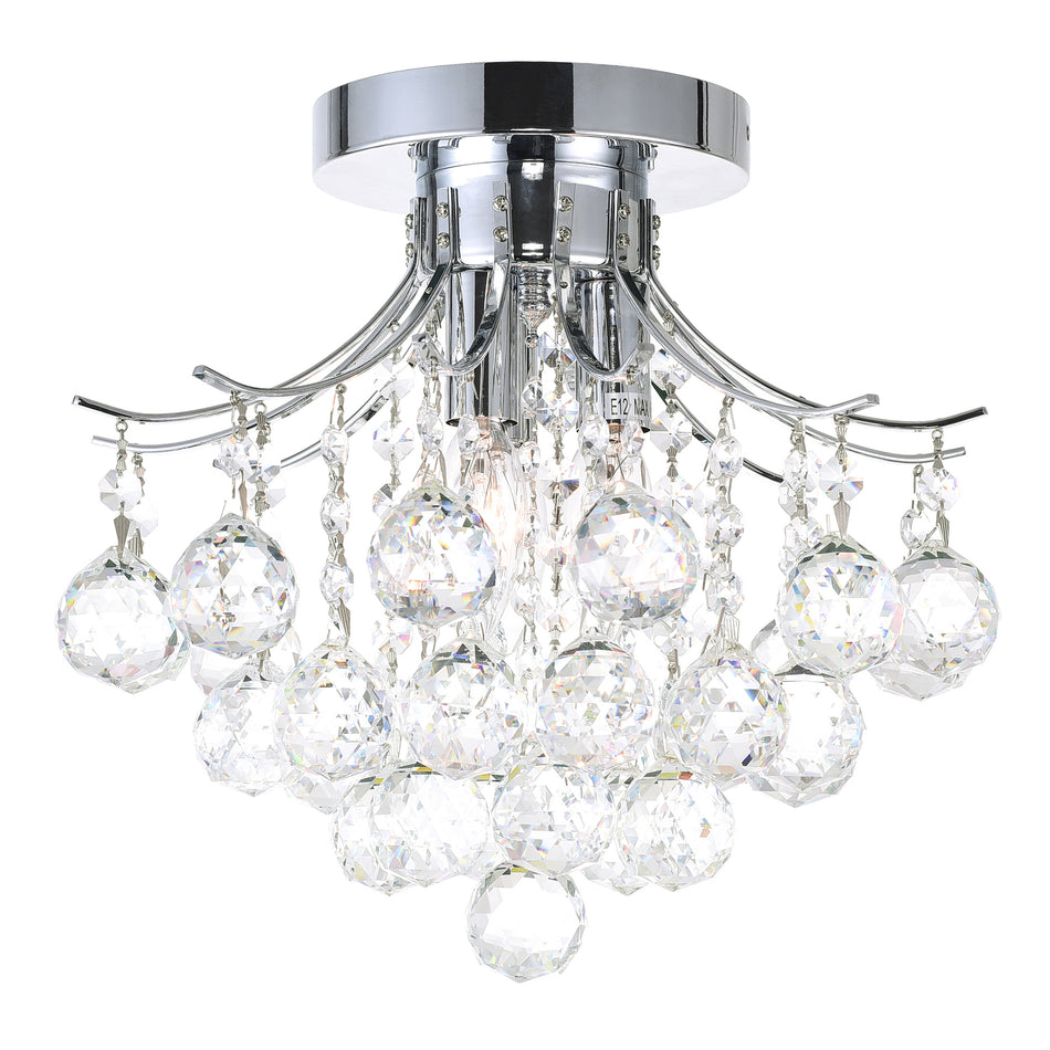 Princess 3 Light 12in Chrome Flush Mount with Crystals