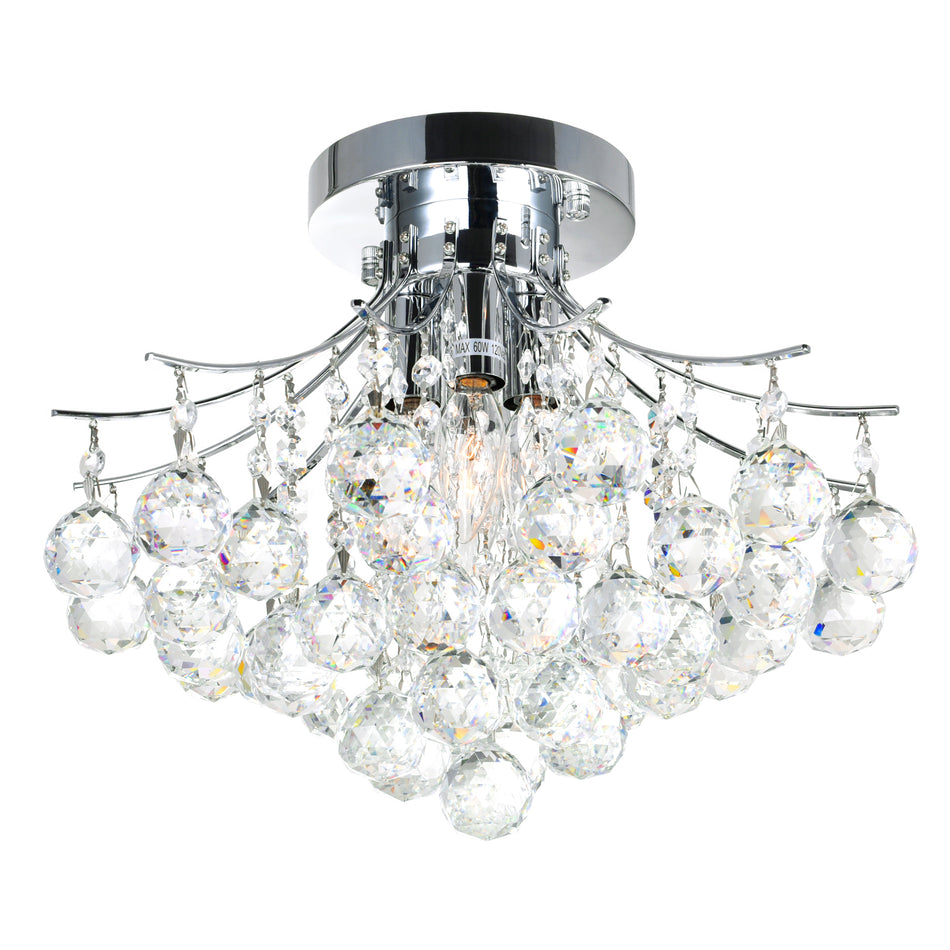 Princess 4 Light 16in Chrome Flush Mount with Crystals by CWI