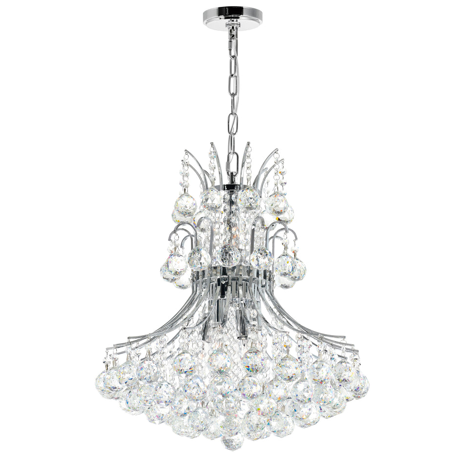 Princess 8 Light 20in Chrome Down Chandelier with Crystals