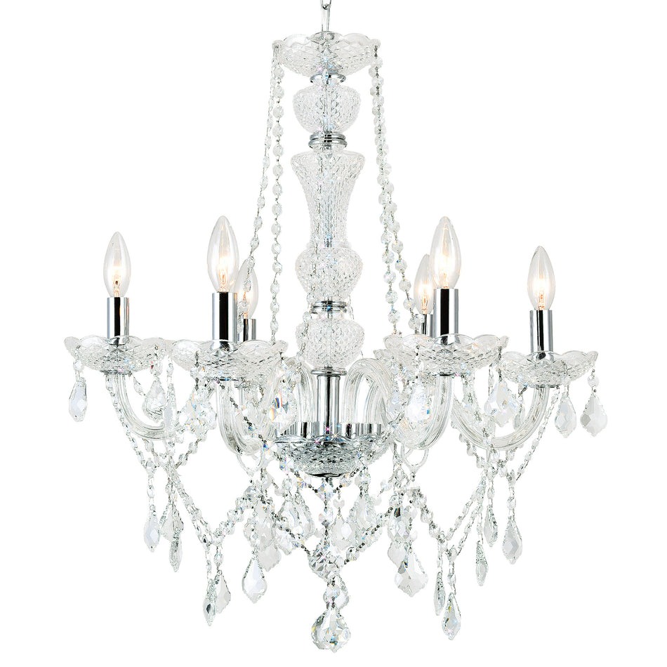 Princeton 6 Light 24in Chrome Down Chandelier by CWI