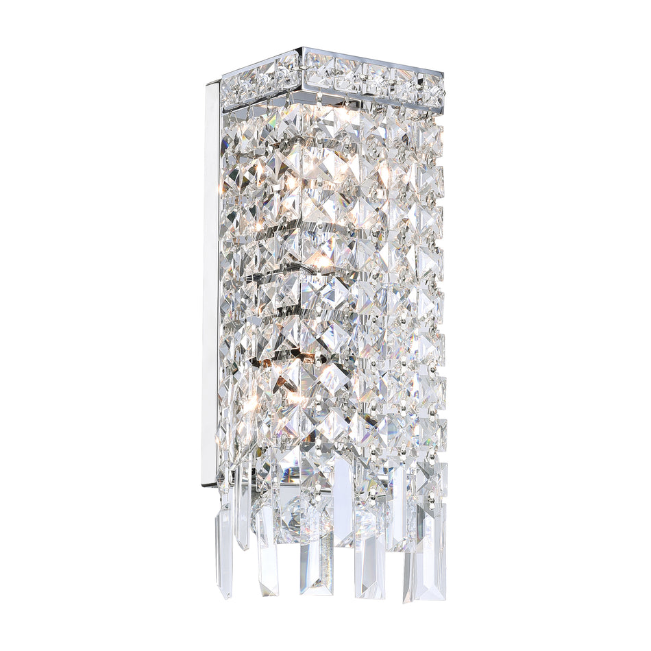 Colosseum 2 Light 5in Chrome Wall Sconce with Crystals by CWI