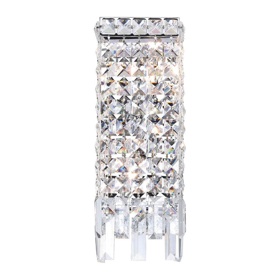 Colosseum 2 Light 5in Chrome Wall Sconce with Crystals
