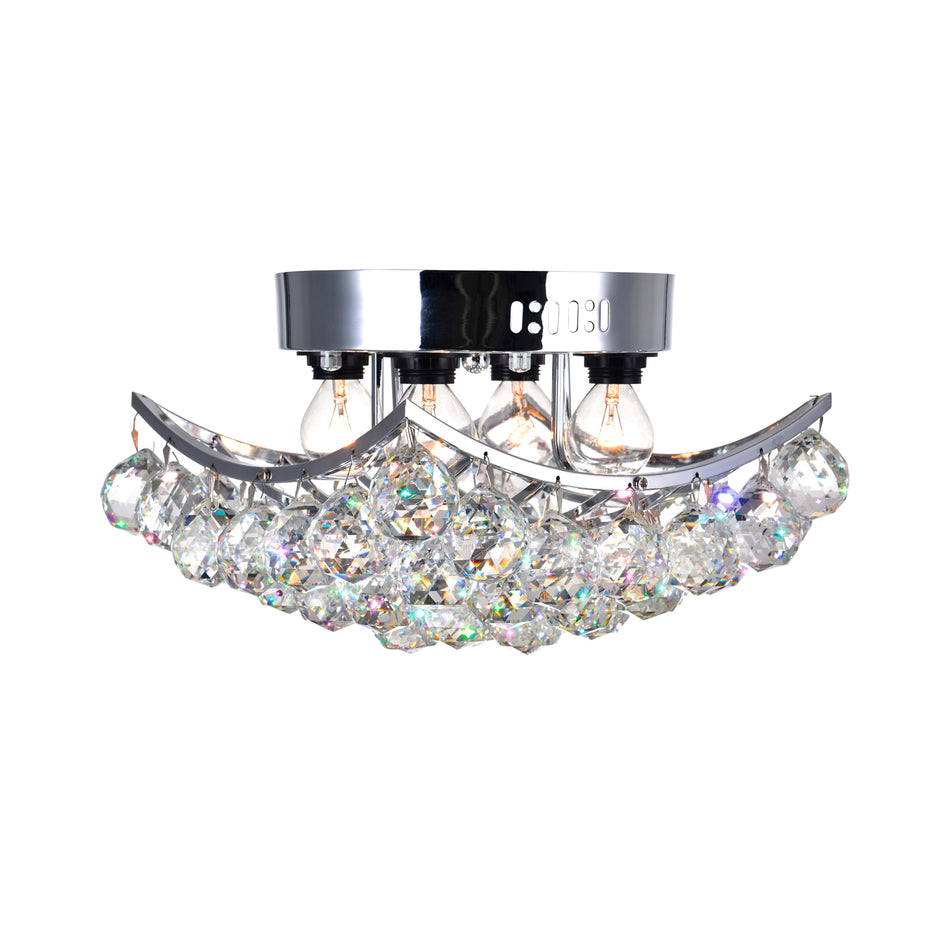 Queen 4 Light Flush Mount With Chrome Finish by CWI