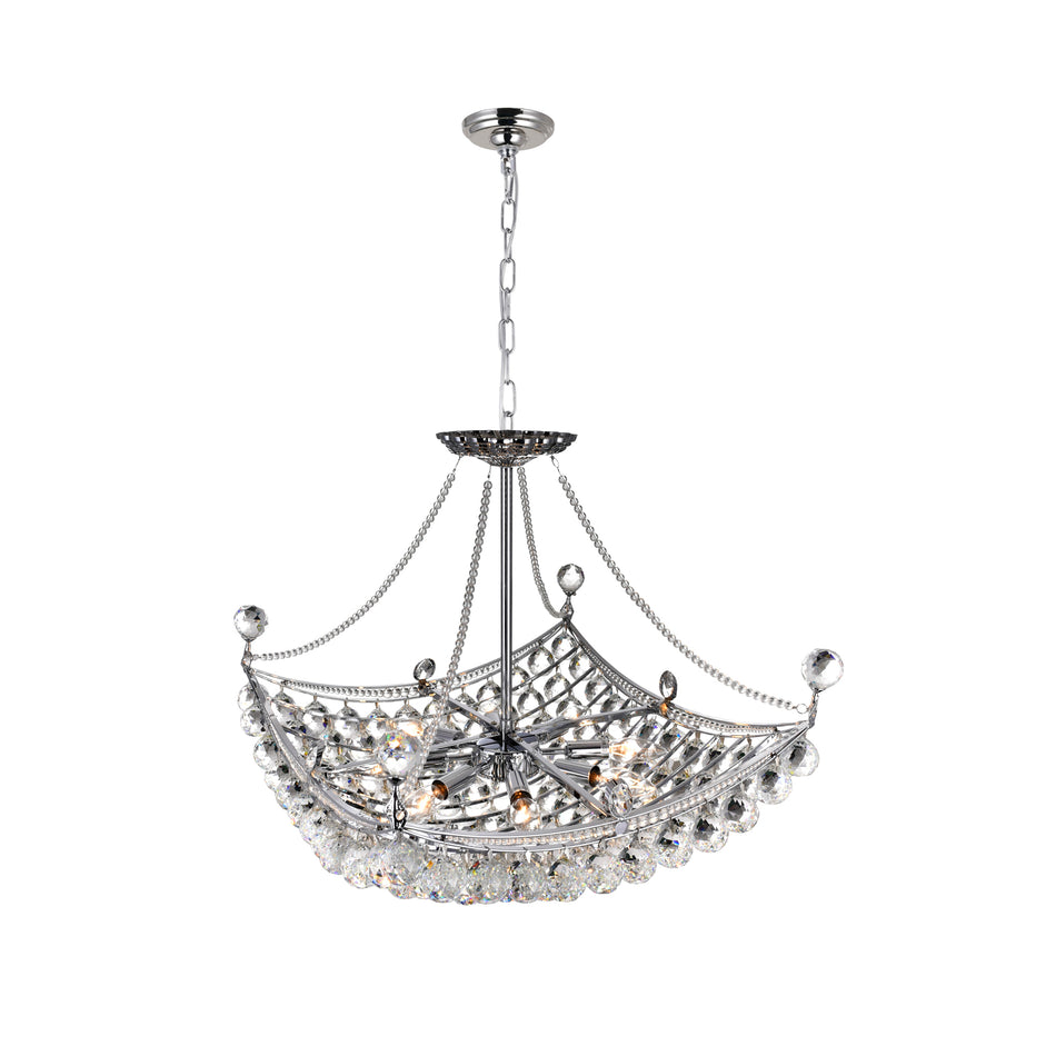 Jasmine 8 Light Down Chandelier With Chrome Finish by CWI