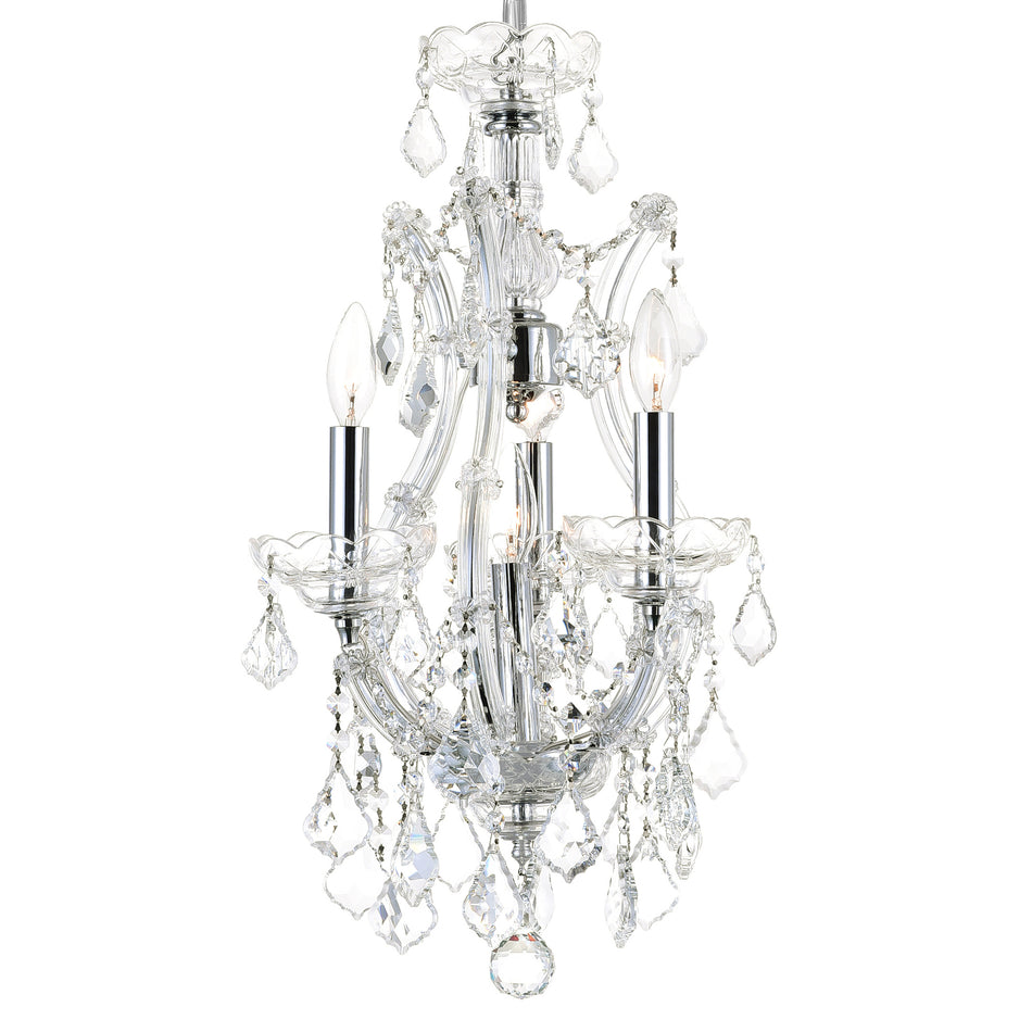 Maria Theresa 4 Light 12in Chrome Up Mini Chandelier with Crystals by CWI