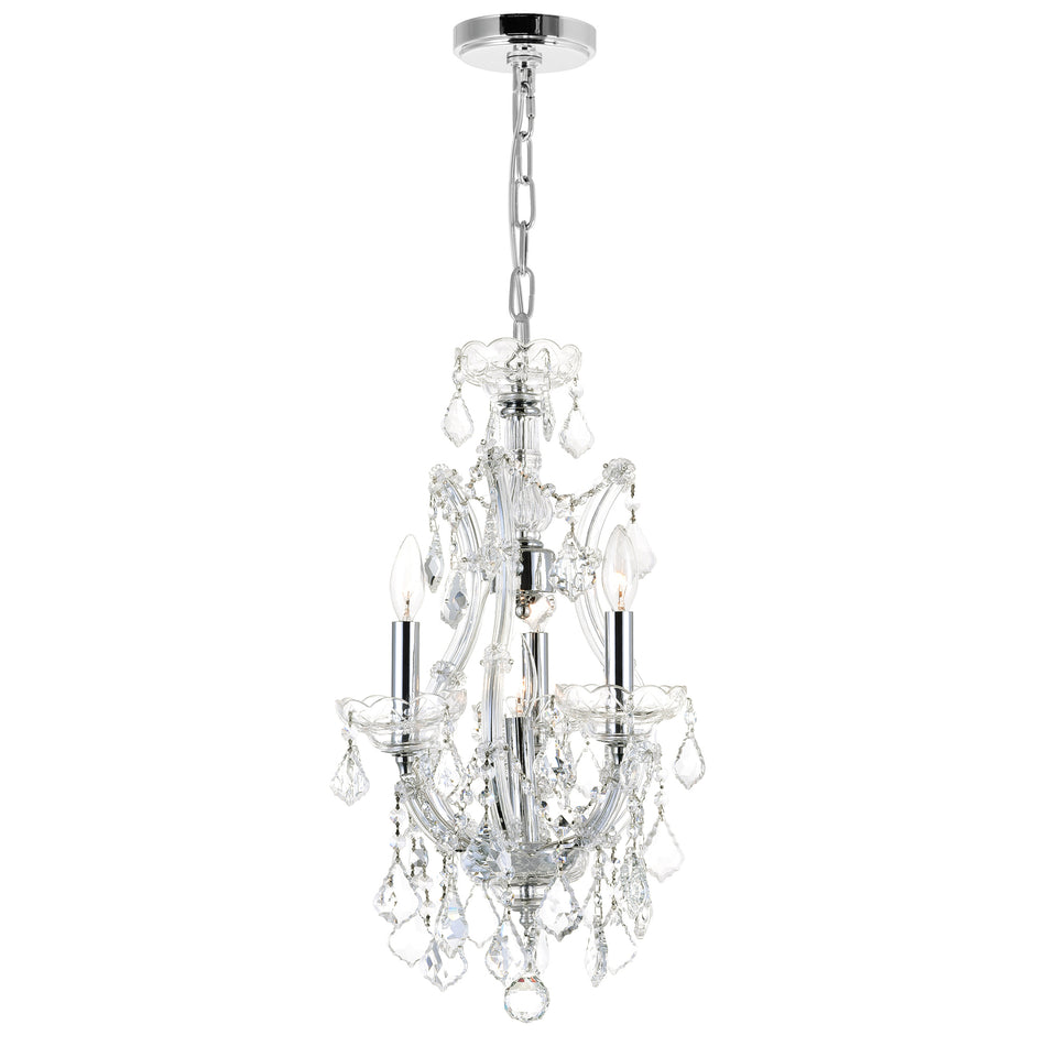Maria Theresa 4 Light 12in Chrome Up Mini Chandelier with Crystals