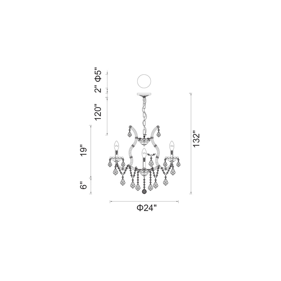 Maria Theresa 9 Light 24in Chrome Up Chandelier with Crystals by CWI