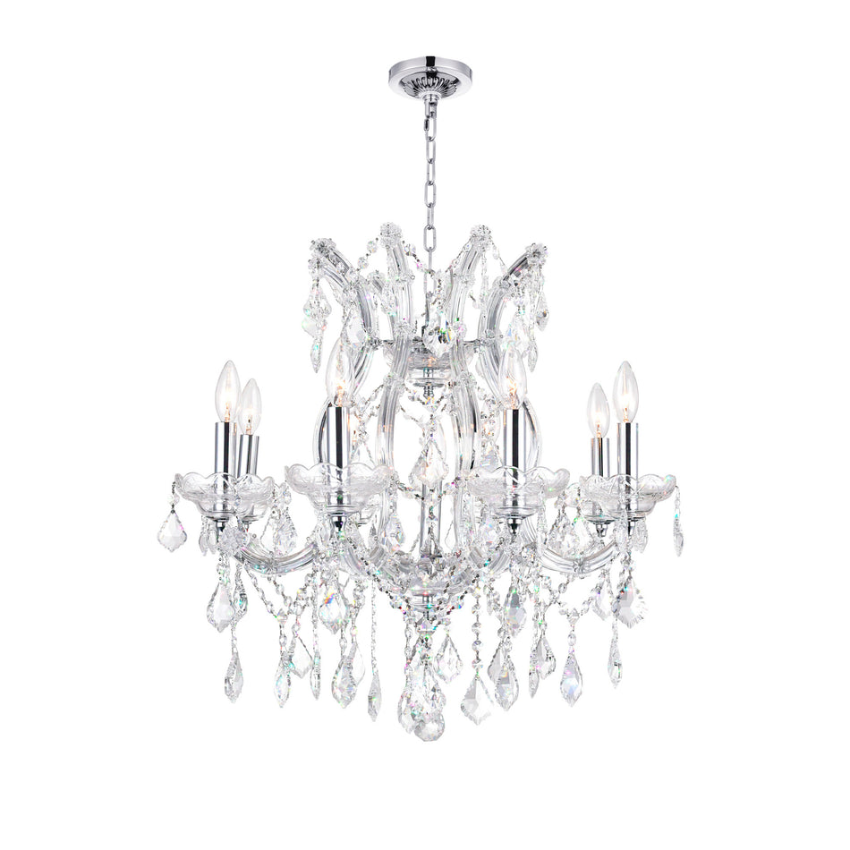Maria Theresa 9 Light 24in Chrome Up Chandelier with Crystals
