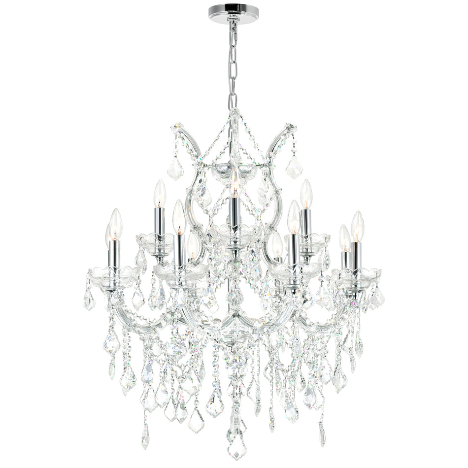 Maria Theresa 13 Light 30in Chrome Up Chandelier with Crystals
