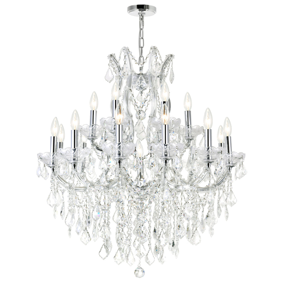 Maria Theresa 19 Light 32in Chrome Up Chandelier with Crystals by CWI