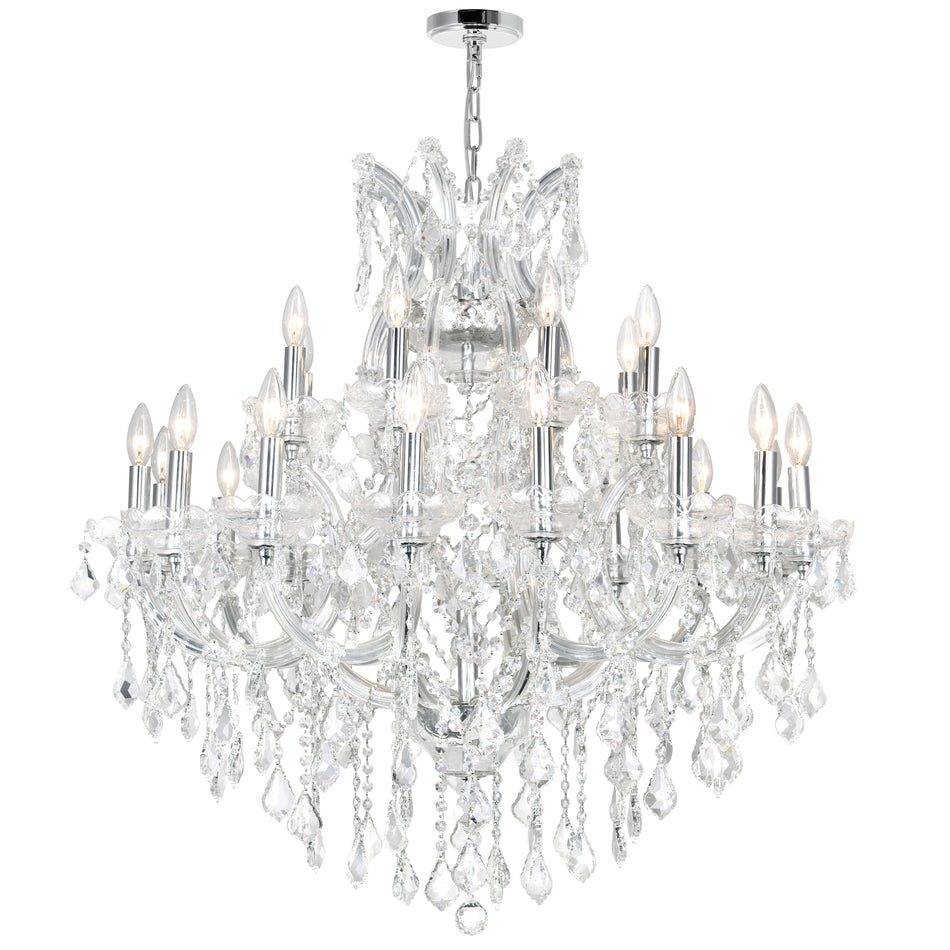 Maria Theresa 25 Light 36in Chrome Up Chandelier with Crystals