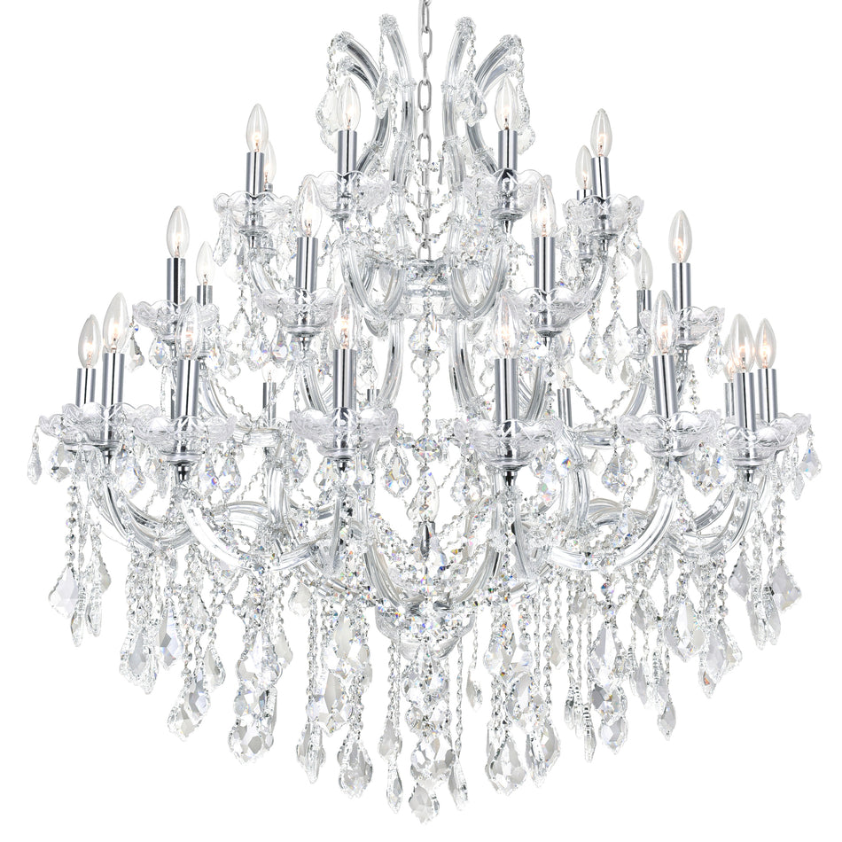 Maria Theresa 33 Light 42in Chrome Up Chandelier with Crystals by CWI