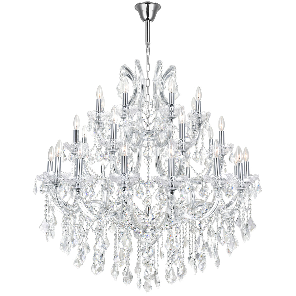 Maria Theresa 33 Light 42in Chrome Up Chandelier with Crystals