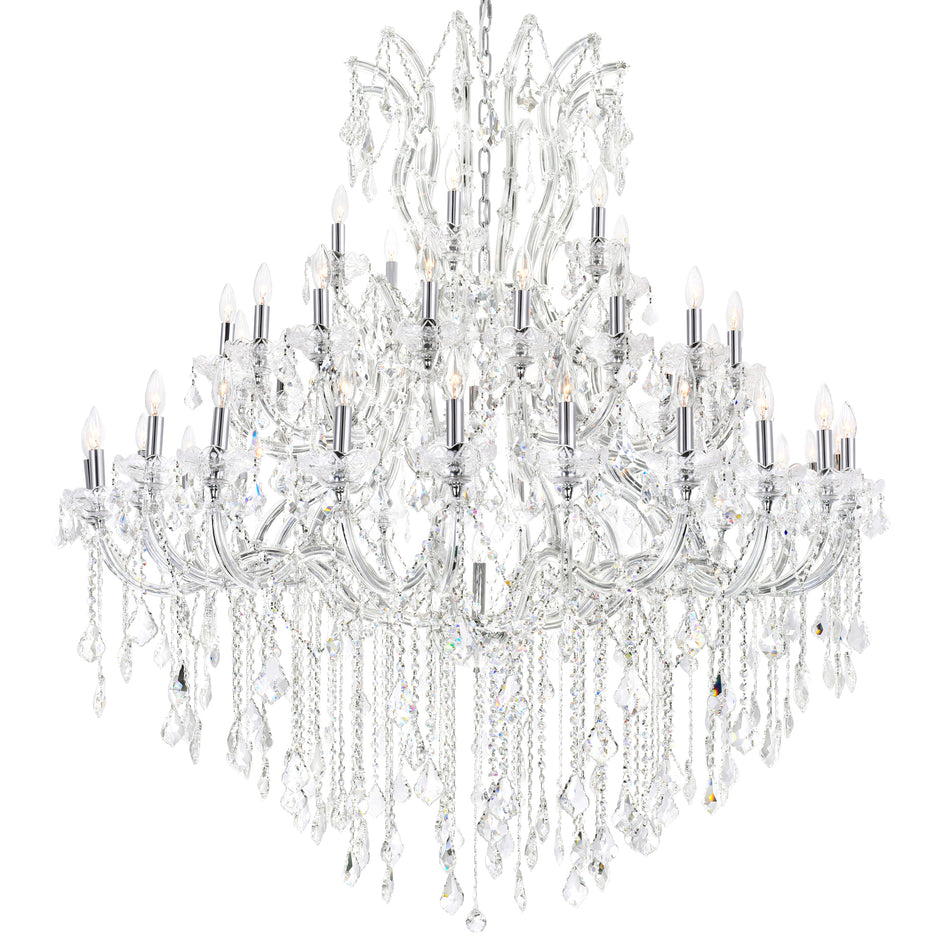 Maria Theresa 49 Light 60in Chrome Up Chandelier with Crystals by CWI