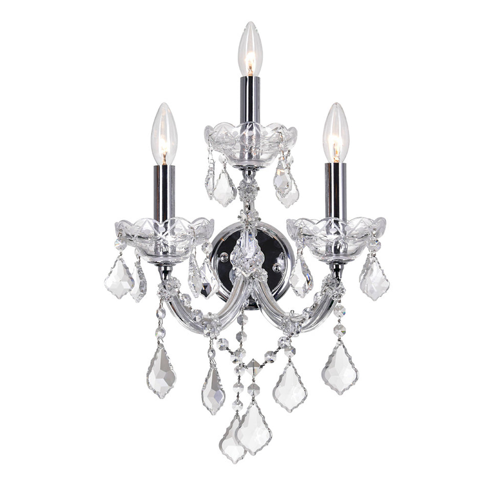 Maria Theresa 3 Light 12in Chrome Wall Sconce with Crystals