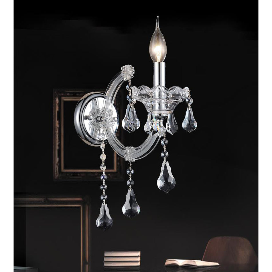 Maria Theresa 1 Light 5in Chrome Wall Sconce with Crystals by CWI