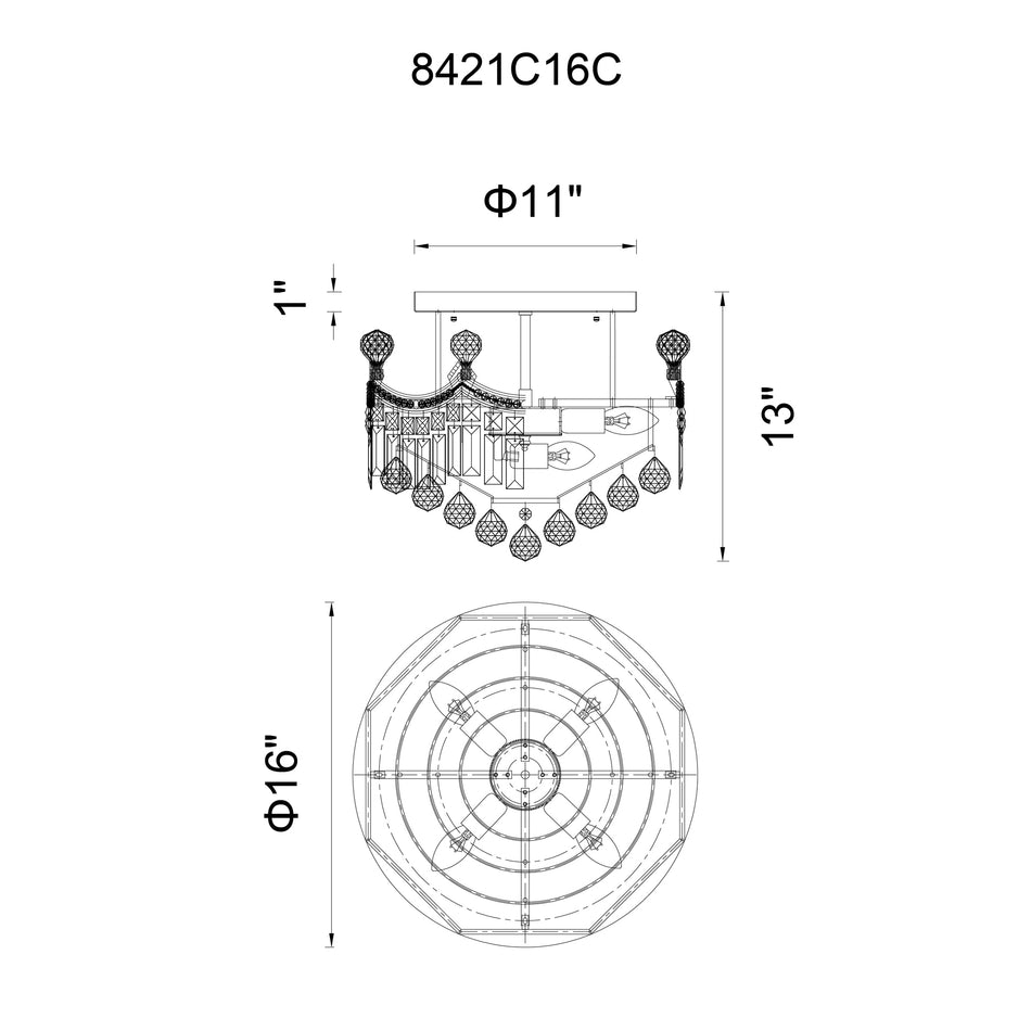 Amanda 6 Light Flush Mount With Chrome Finish by CWI