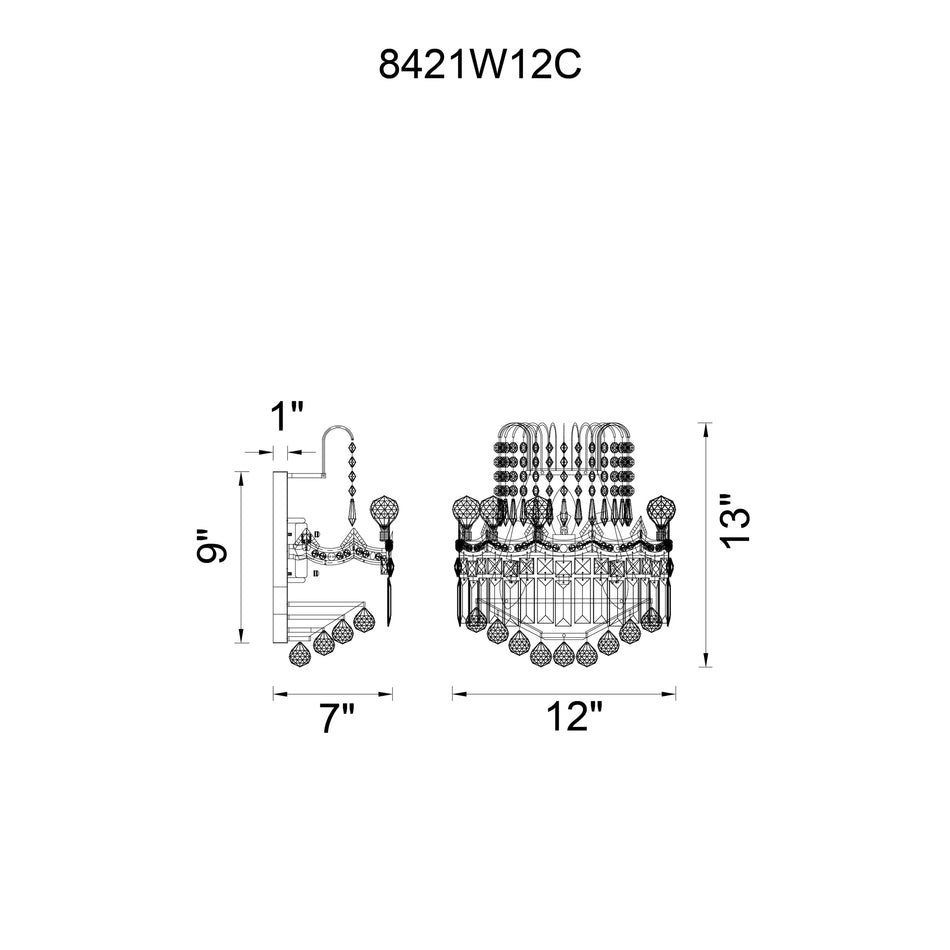 Amanda 3 Light Wall Sconce With Chrome Finish by CWI