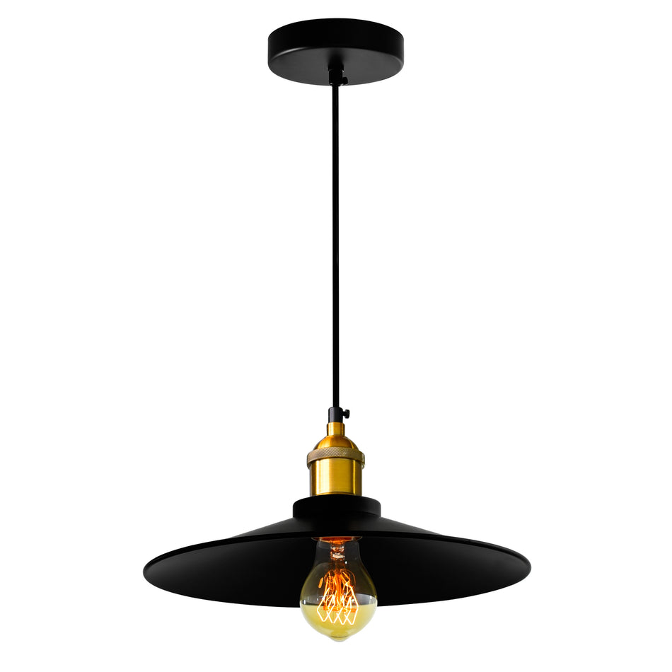 Brave 1 Light 13in Black Down Mini Pendant by CWI