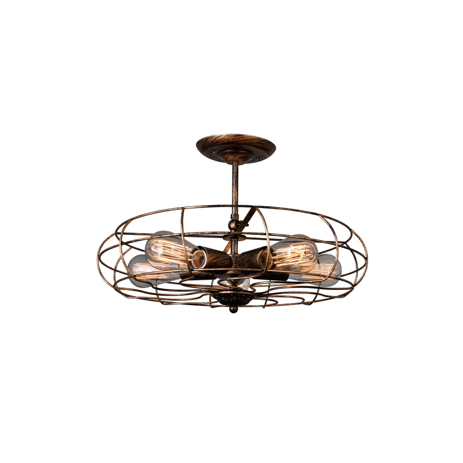 Pamela 5 Light 19in Antique Copper Flush Mount