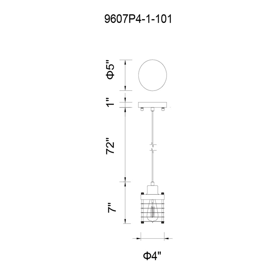 Bray 1 Light Down Mini Pendant With Black Finish by CWI