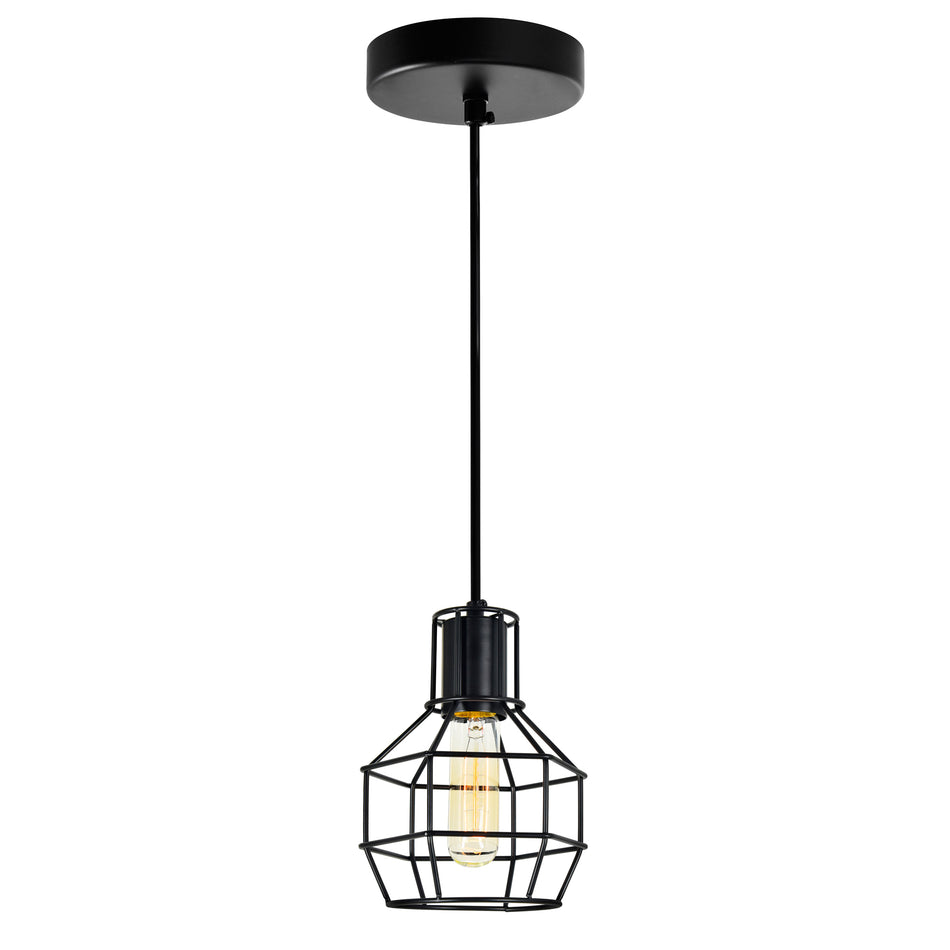 Secure 1 Light 6in Black Mini Pendant