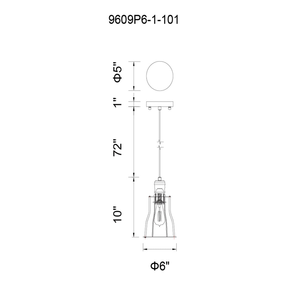 Graham 1 Light Down Mini Pendant With Black Finish by CWI