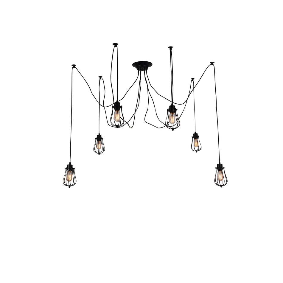Tomaso 6 Light Black Multi Light Pendant