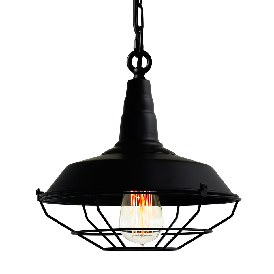 Morgan 1 Light 14in Black Down Mini Pendant by CWI