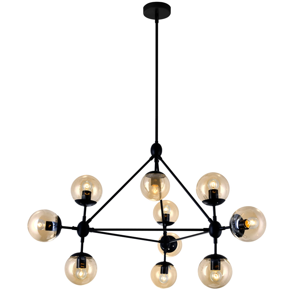 Glow 10 Light 39in Black Chandelier
