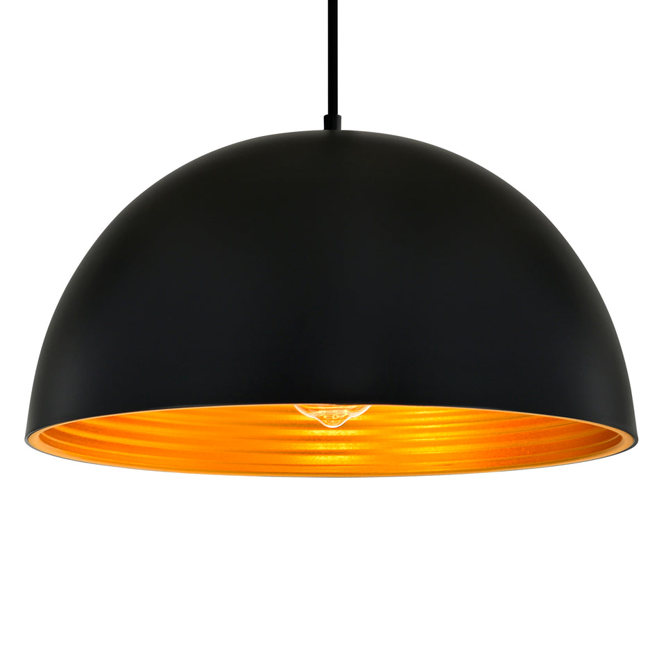 Modest 1 Light 16in Black Down Pendant by CWI