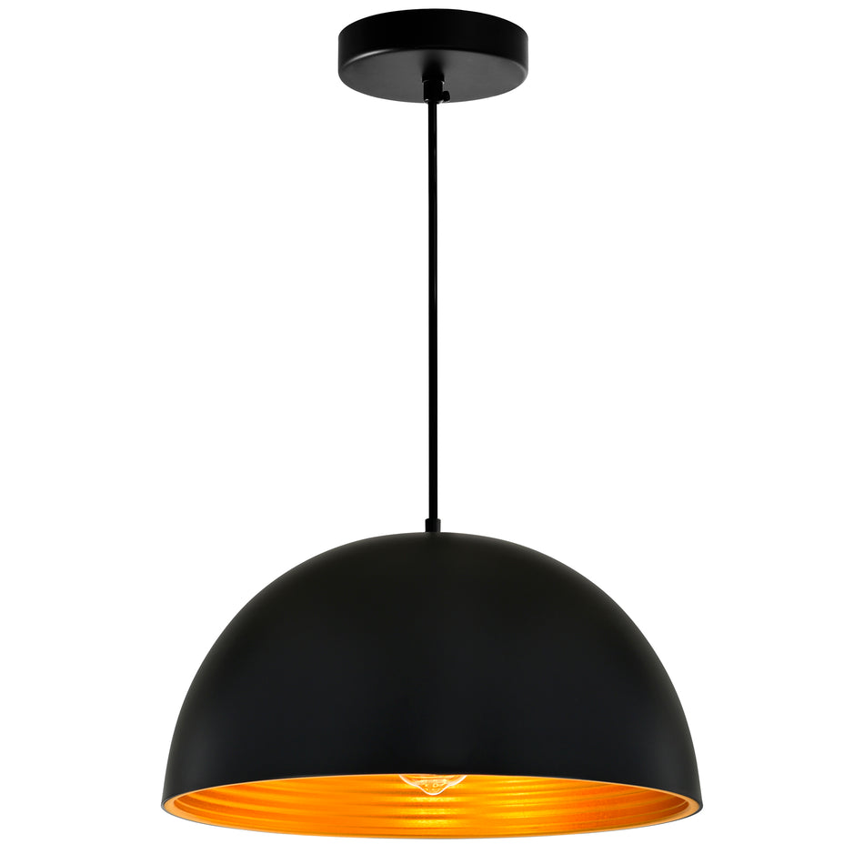 Modest 1 Light 16in Black Down Pendant