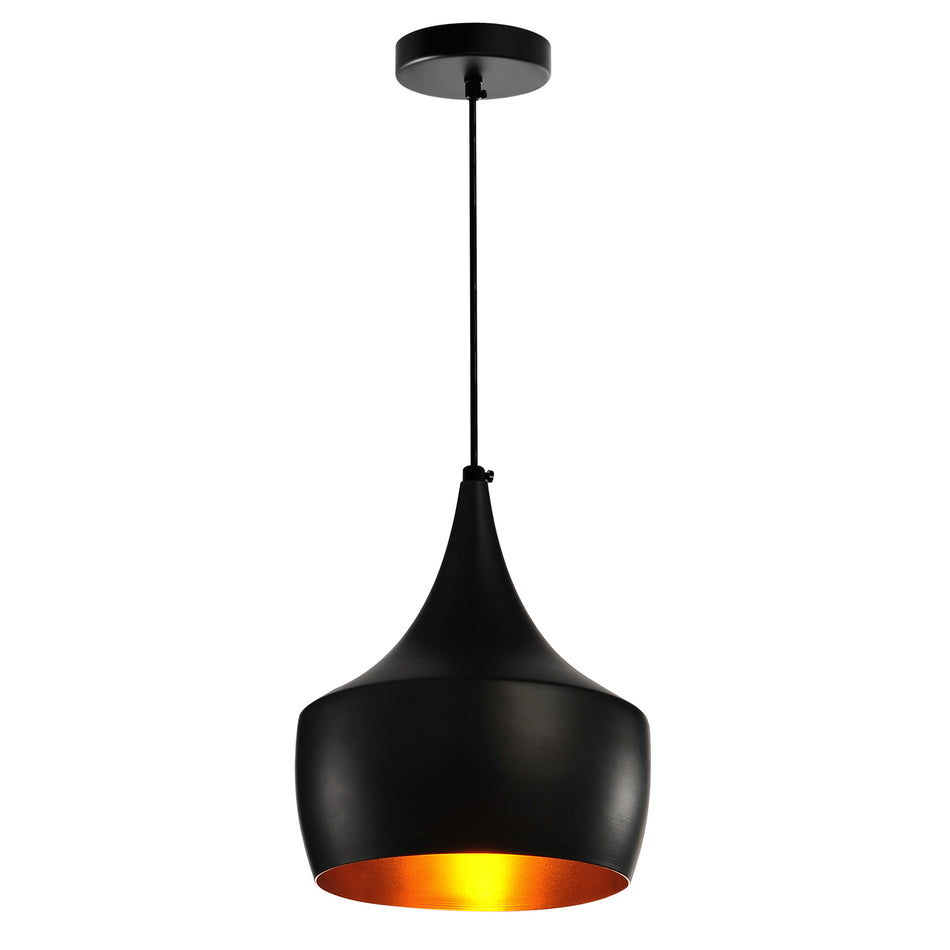 Dynamic 1 Light 10in Black Down Mini Pendant