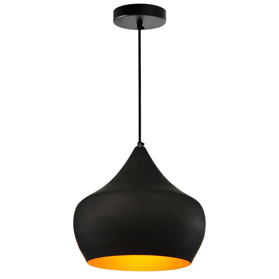 Dynamic 1 Light 15in Black Down Pendant