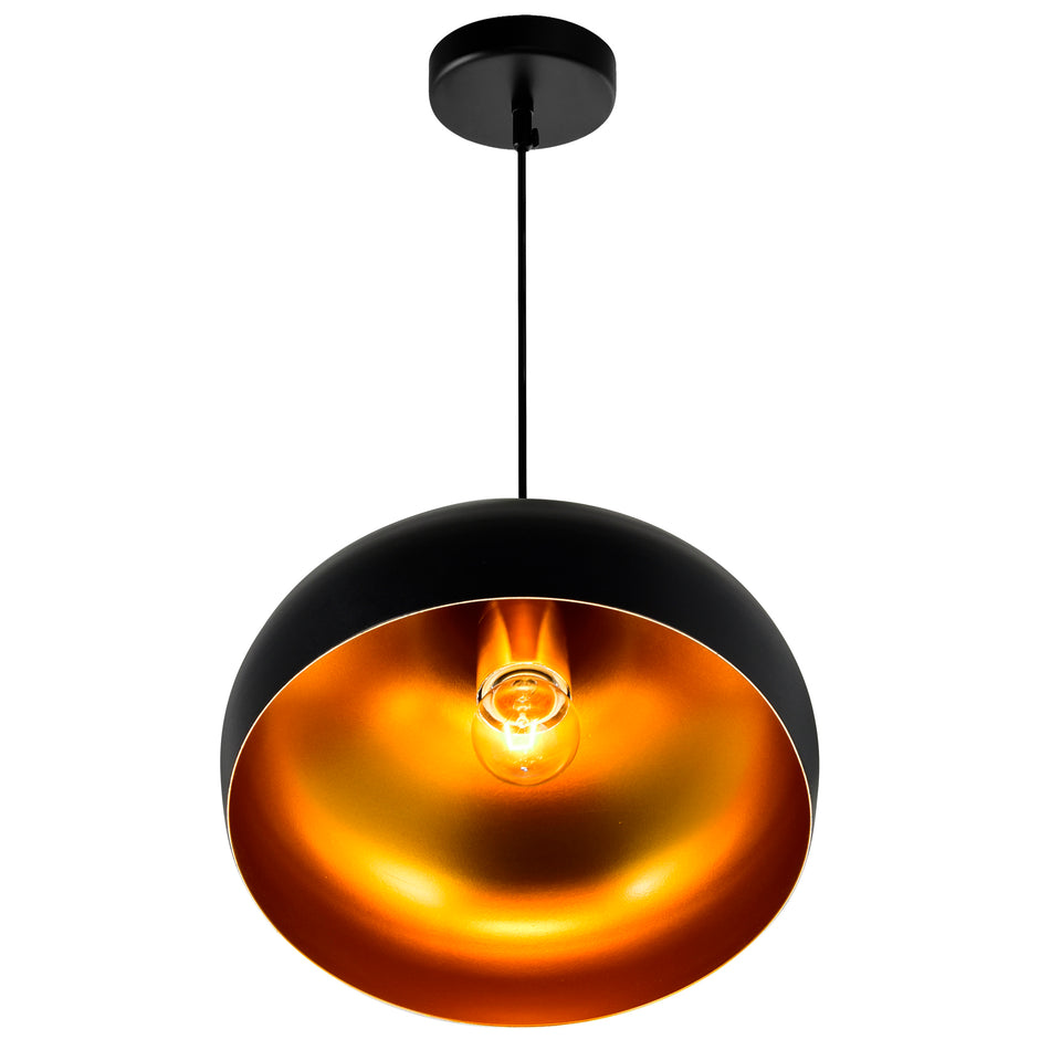 Dynamic 1 Light 13in Black Down Pendant by CWI