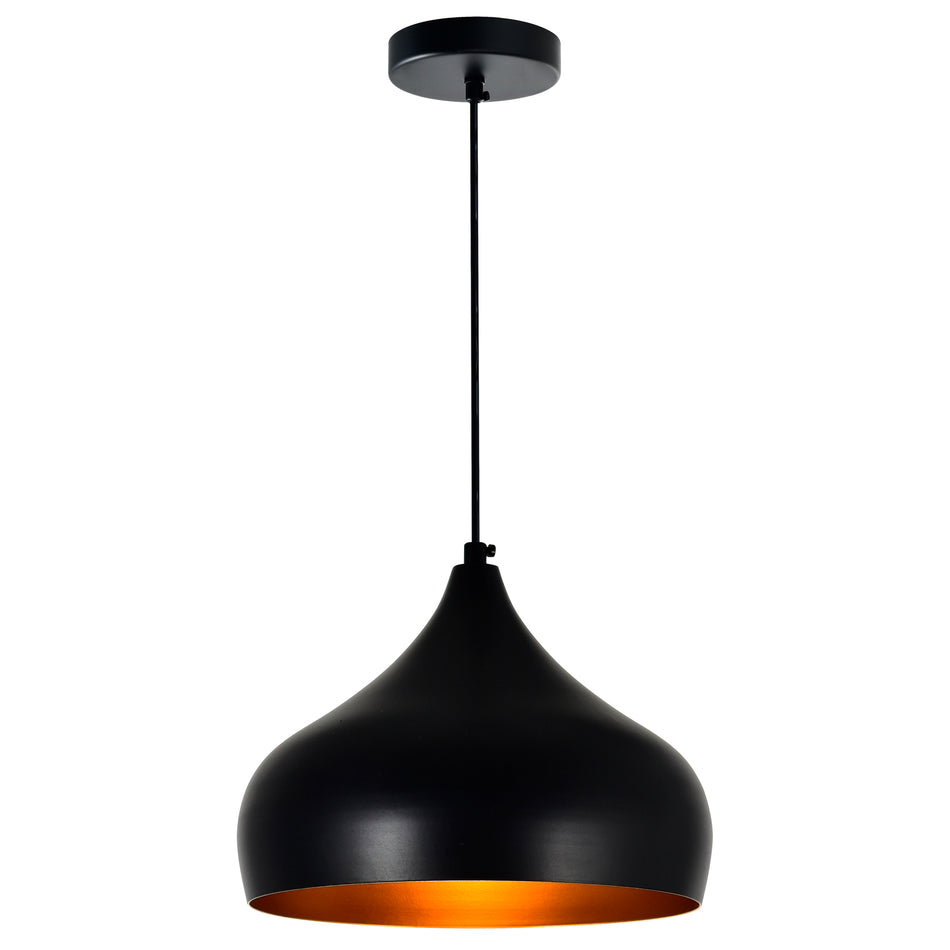 Dynamic 1 Light 13in Black Down Pendant