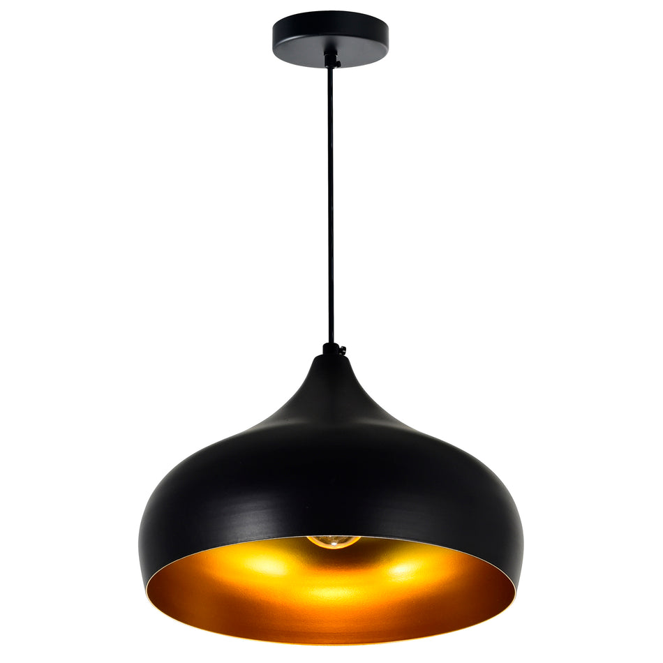 Dynamic 1 Light 16in Black Down Pendant by CWI