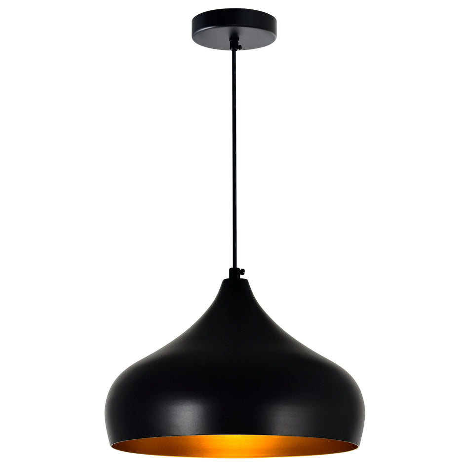 Dynamic 1 Light 16in Black Down Pendant