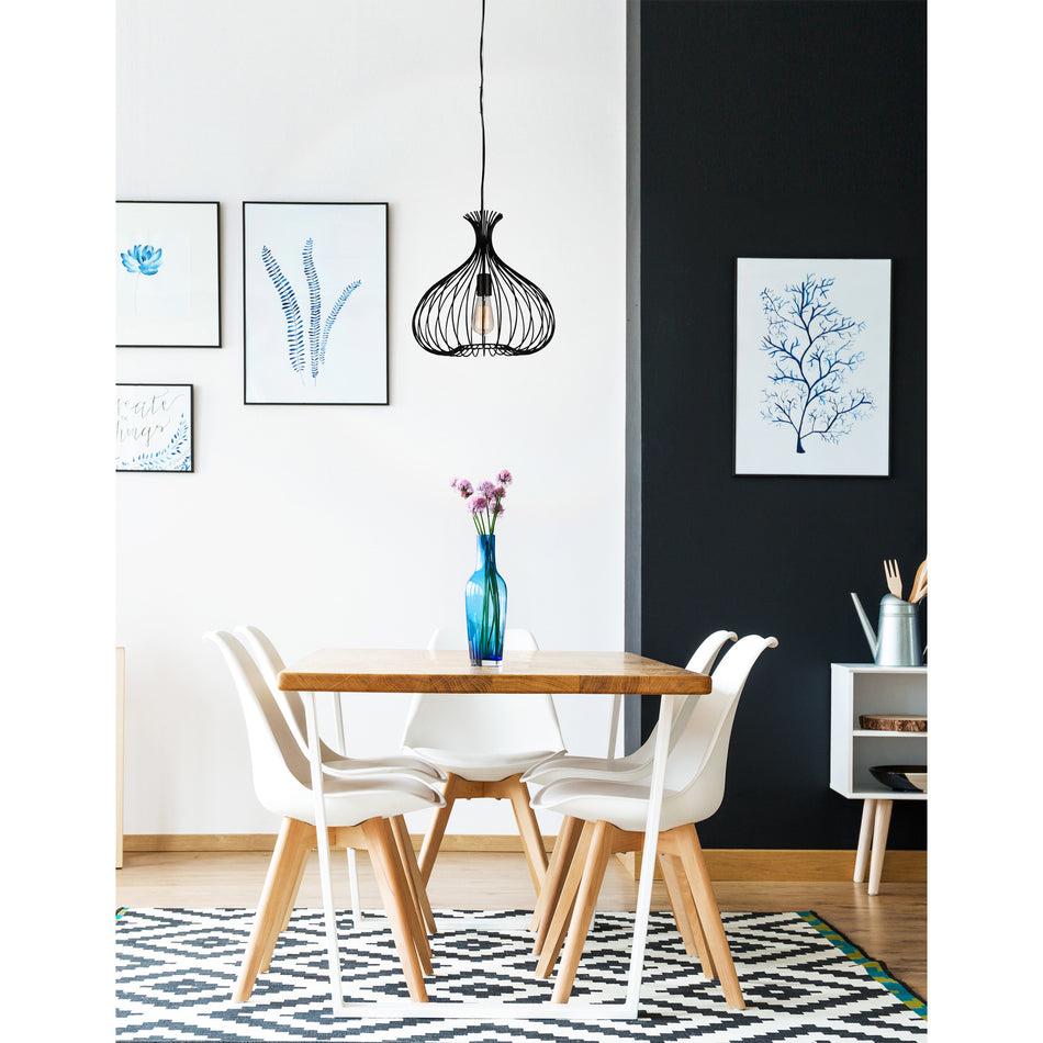 Darleen 1 Light 16in Rustic Black Down Pendant by CWI