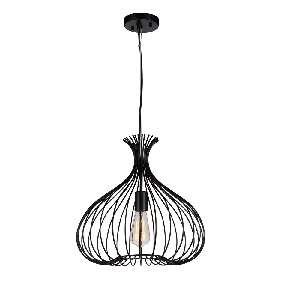 Darleen 1 Light 16in Rustic Black Down Pendant