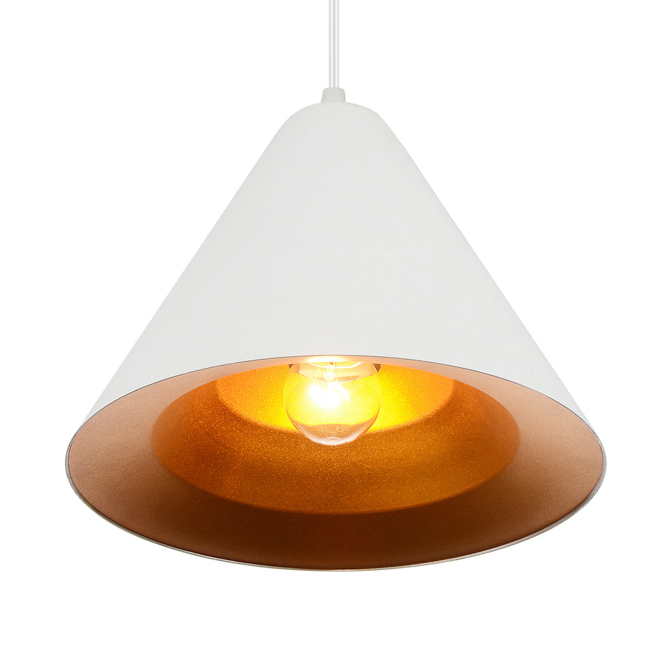Keila 1 Light Down Pendant With Matte White & Gold Finish by CWI