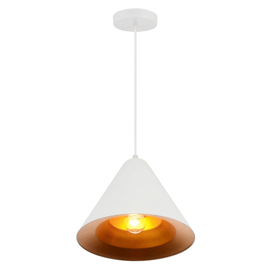 Keila 1 Light Down Pendant With Matte White & Gold Finish