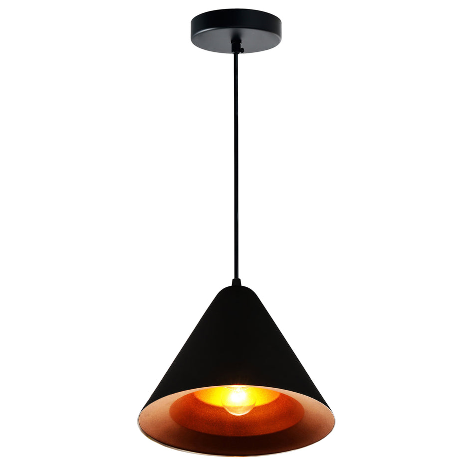 Keila 1 Light Down Pendant With Black & Gold Finish