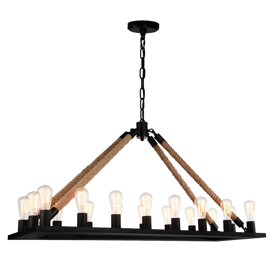 Ganges 18 Light Up Chandelier With Black Finish
