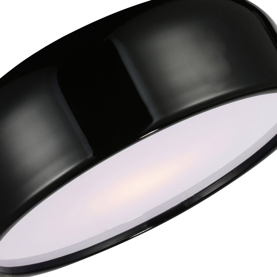 Campton 2 Light 14in Black Drum Shade Flush Mount by CWI