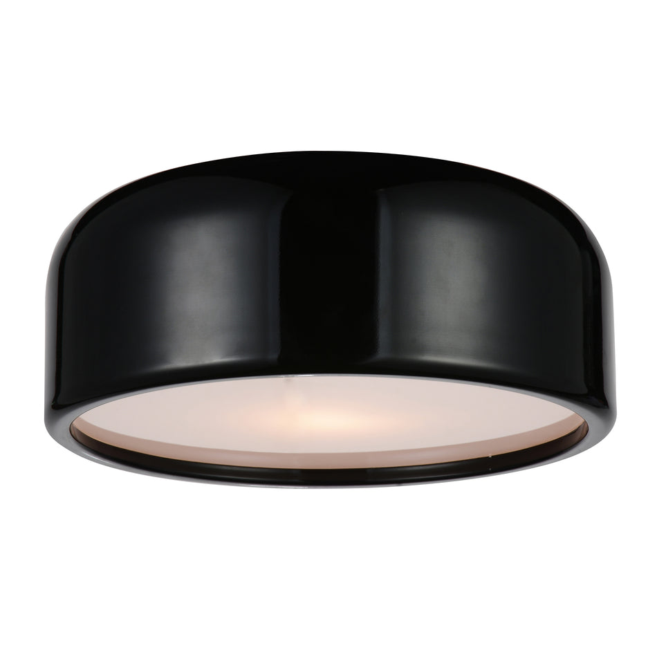 Campton 2 Light 14in Black Drum Shade Flush Mount
