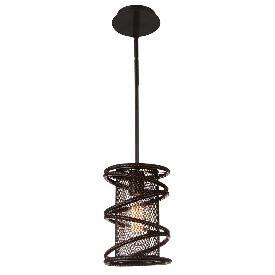 Darya 1 Light Down Mini Pendant With Brown Finish