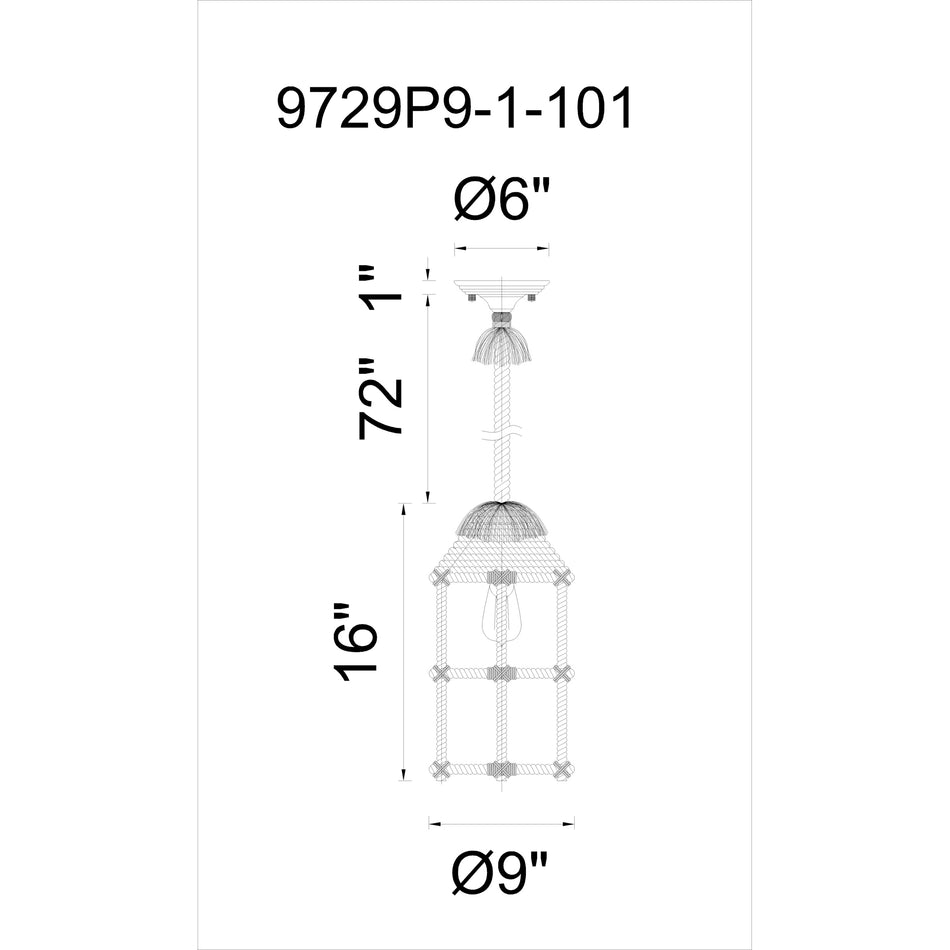 Padma 1 Light Down Mini Pendant With Black Finish by CWI