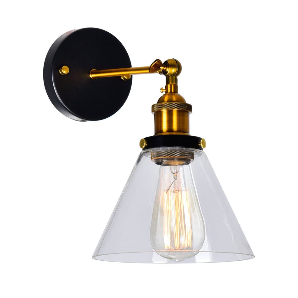 Eustis 1 Light 7in Black & Gold Wall Sconce