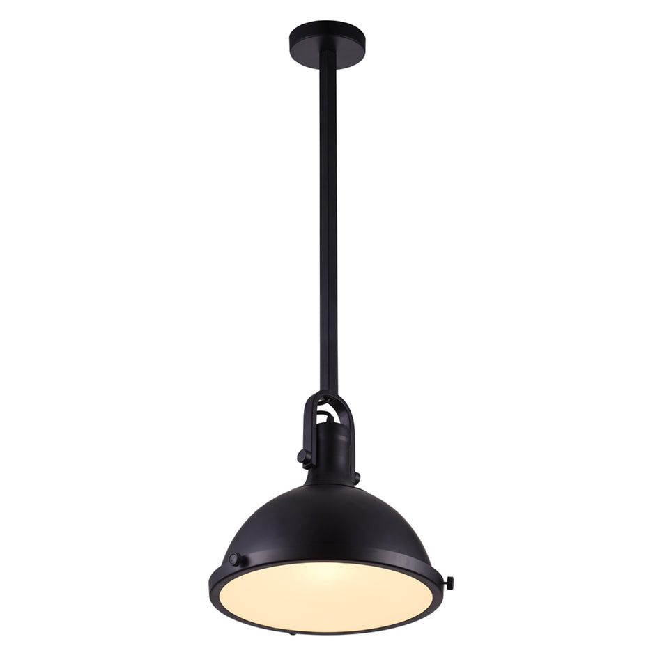 Strum 1 Light 12in Black Down Pendant